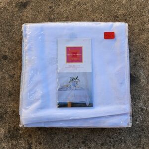 Isaac Mizrahi white polka dot tablecloth NWT